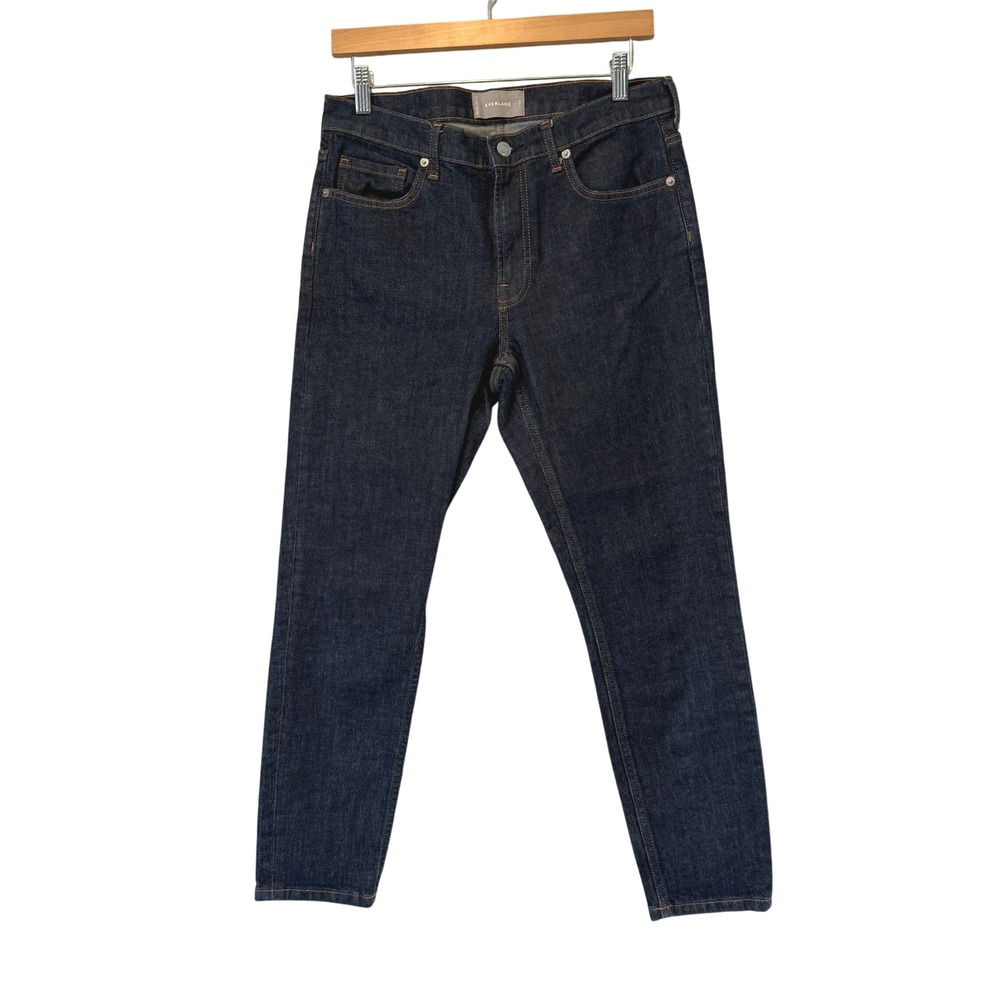 Everlane Mid Rise Skinny Jeans Dark Indigo Blue Stretch Denim Size 28 Ankle